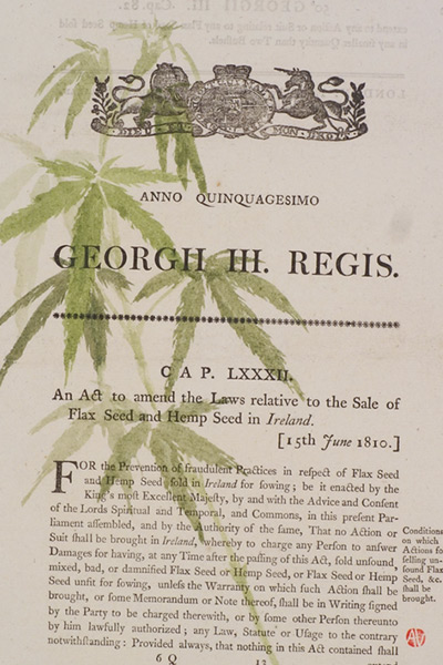 Cannabis Leaves on Vintage Paper