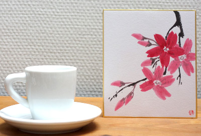 Sakura flowers — on shikishi board