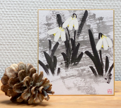 Snowdrop Flowers — on shikishi board