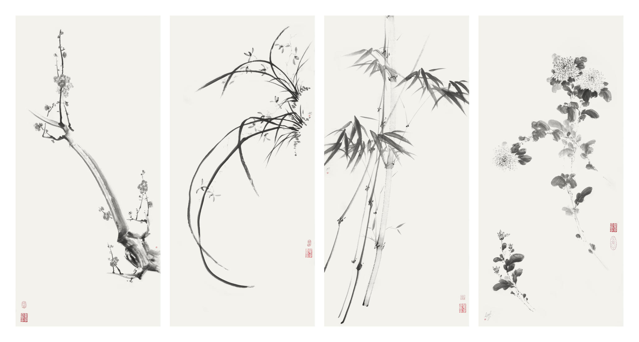The Four Noble — Plum, Wild Orchid, Bamboo, Chrysanthemum