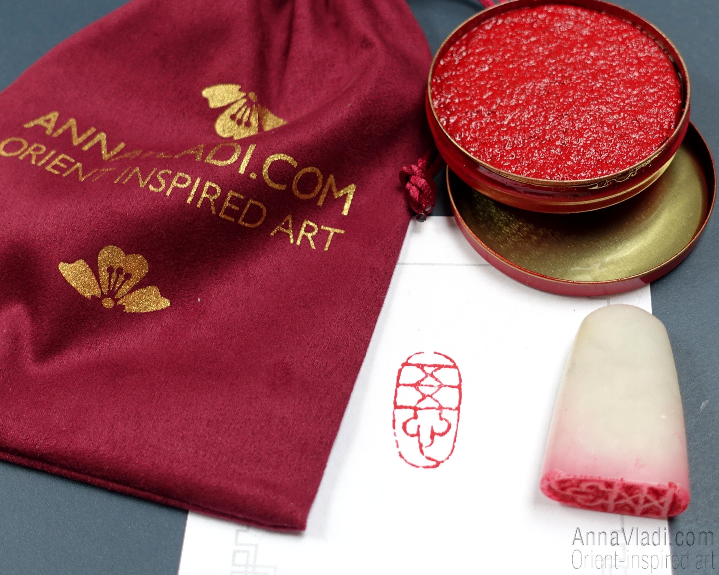 Hand Carved Satori Seal: Oriental Red Stone Chop Stamp