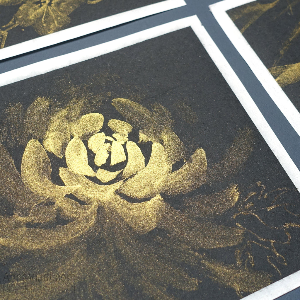 Four Noble Gentlemen: set of 4 sumi-e paintings in Gold on Black