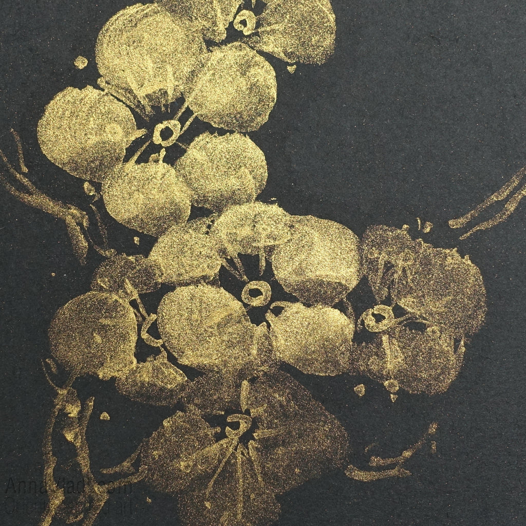Four Noble Gentlemen: set of 4 sumi-e paintings in Gold on Black