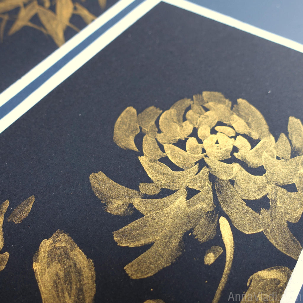 Four Nobles Sumi-e Paintings: Plum Blossom, Orchid, Bamboo, Chrysanthemum