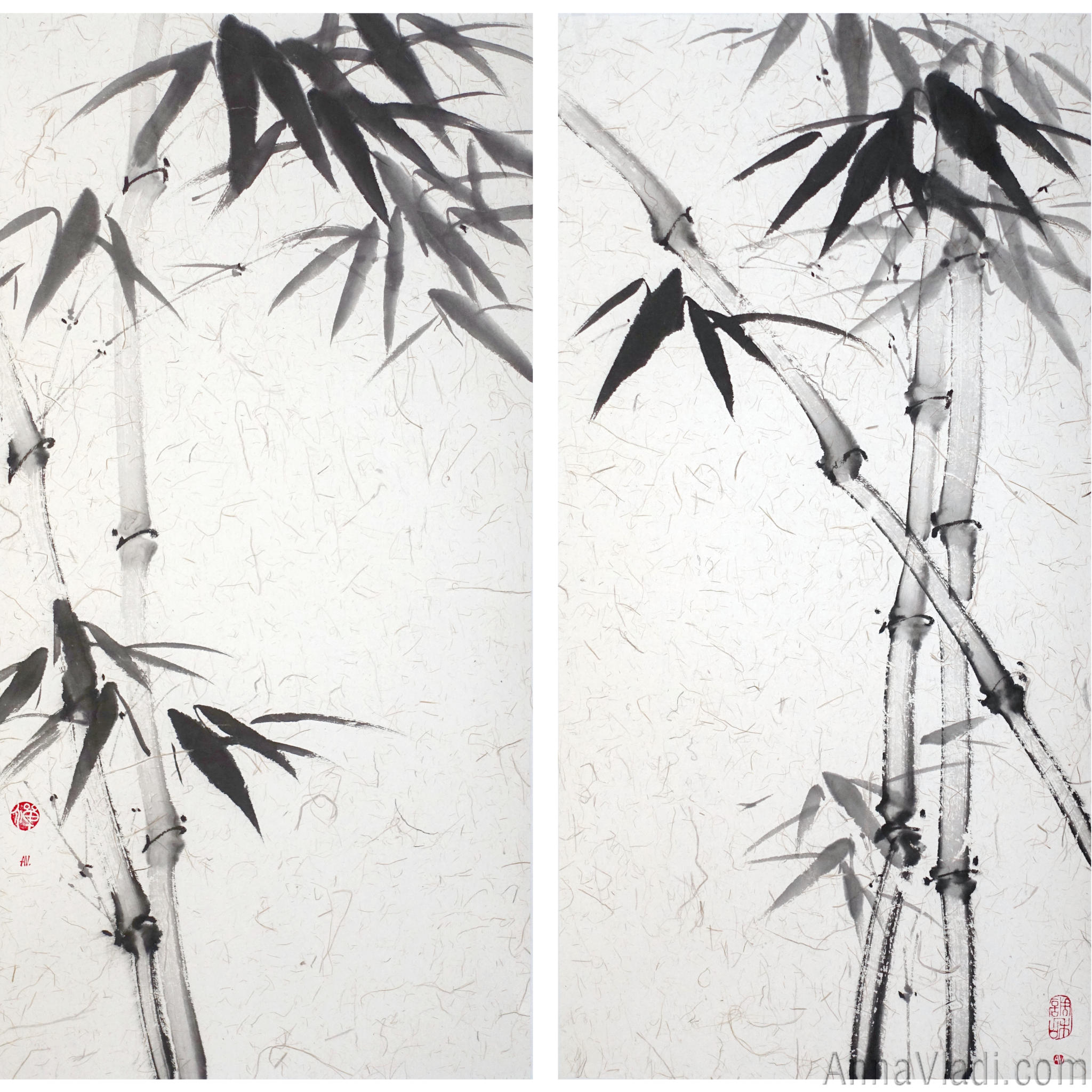 Sumi-e Bamboo Painting Set: Japanese Ink Art on Rice Paper
