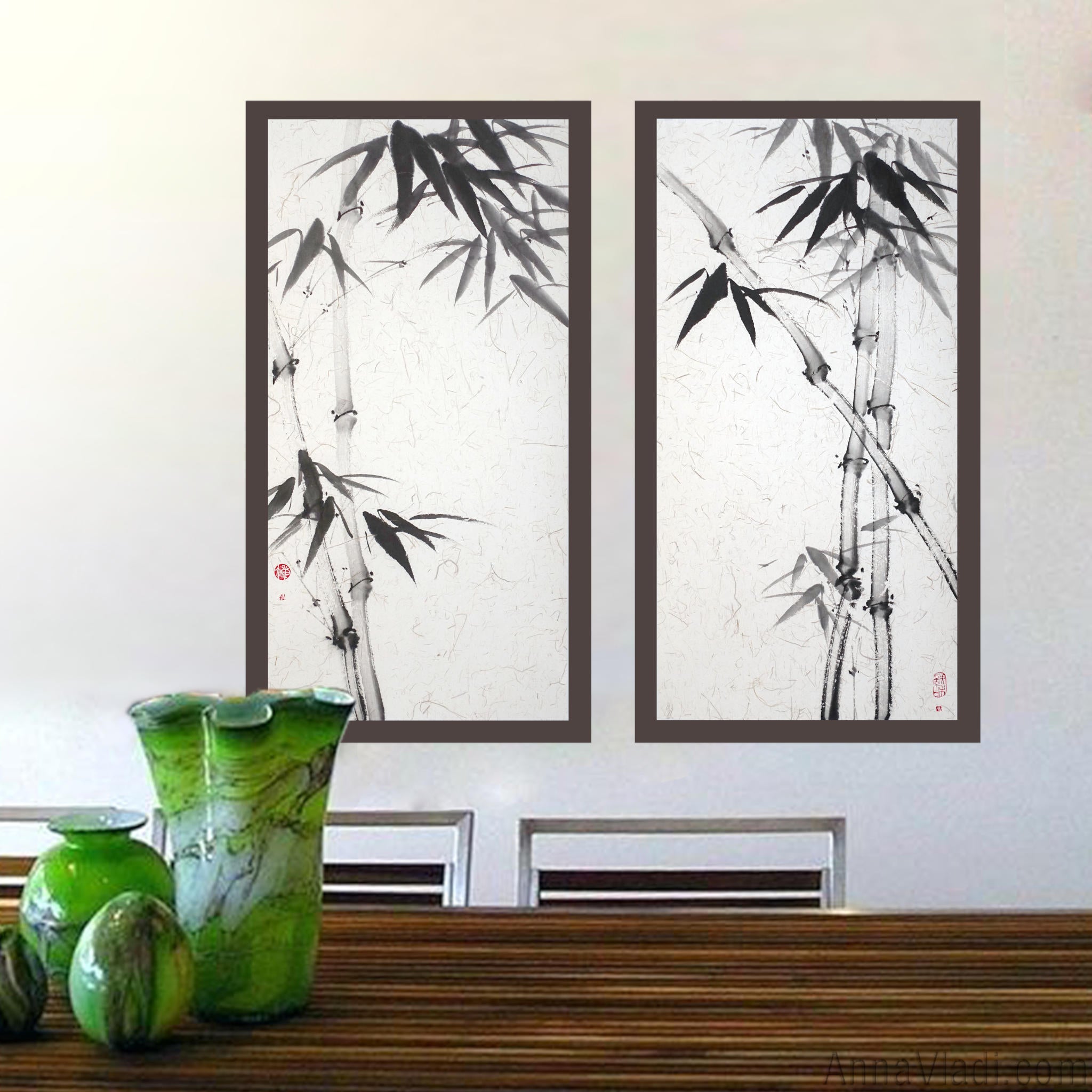 Sumi-e Bamboo Painting Set: Japanese Ink Art on Rice Paper