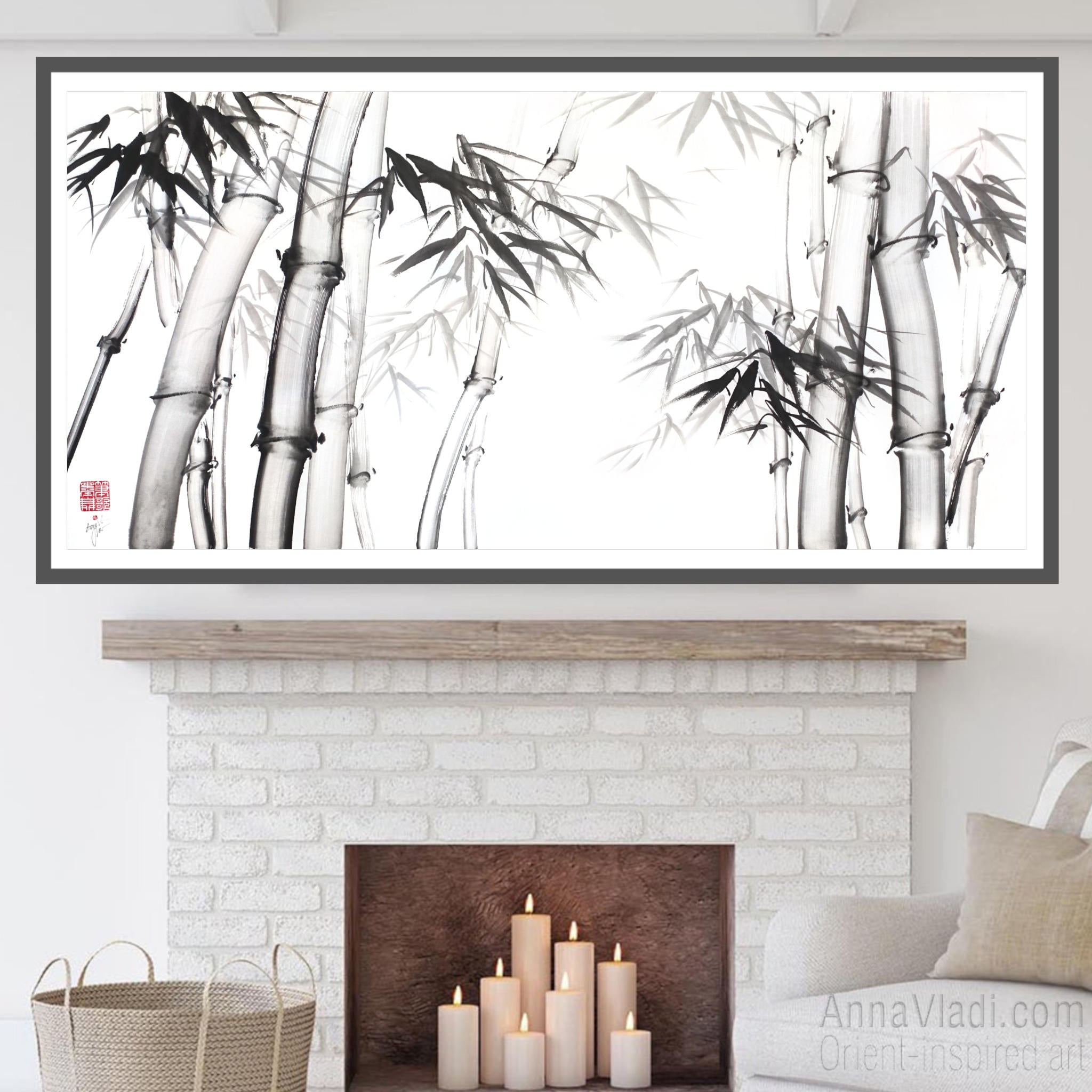 Bamboo sumi-e painting