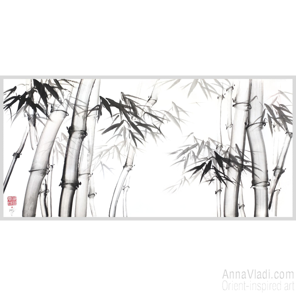 Bamboo sumi-e painting
