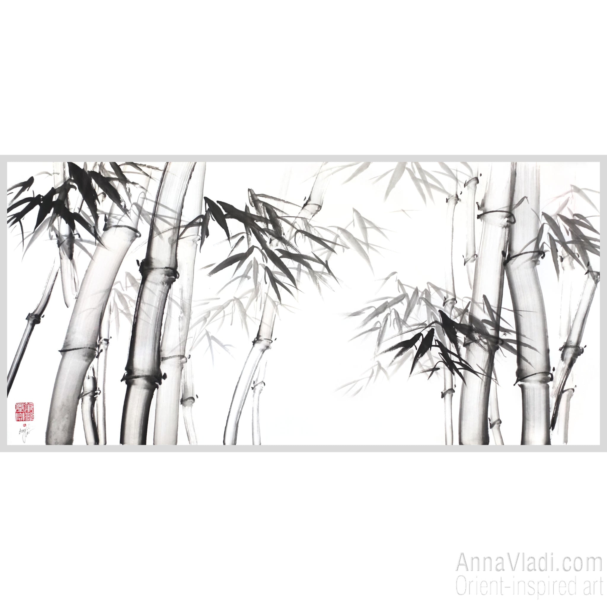 Bamboo sumi-e painting