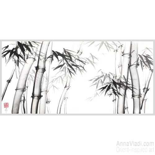 Bamboo sumi-e painting