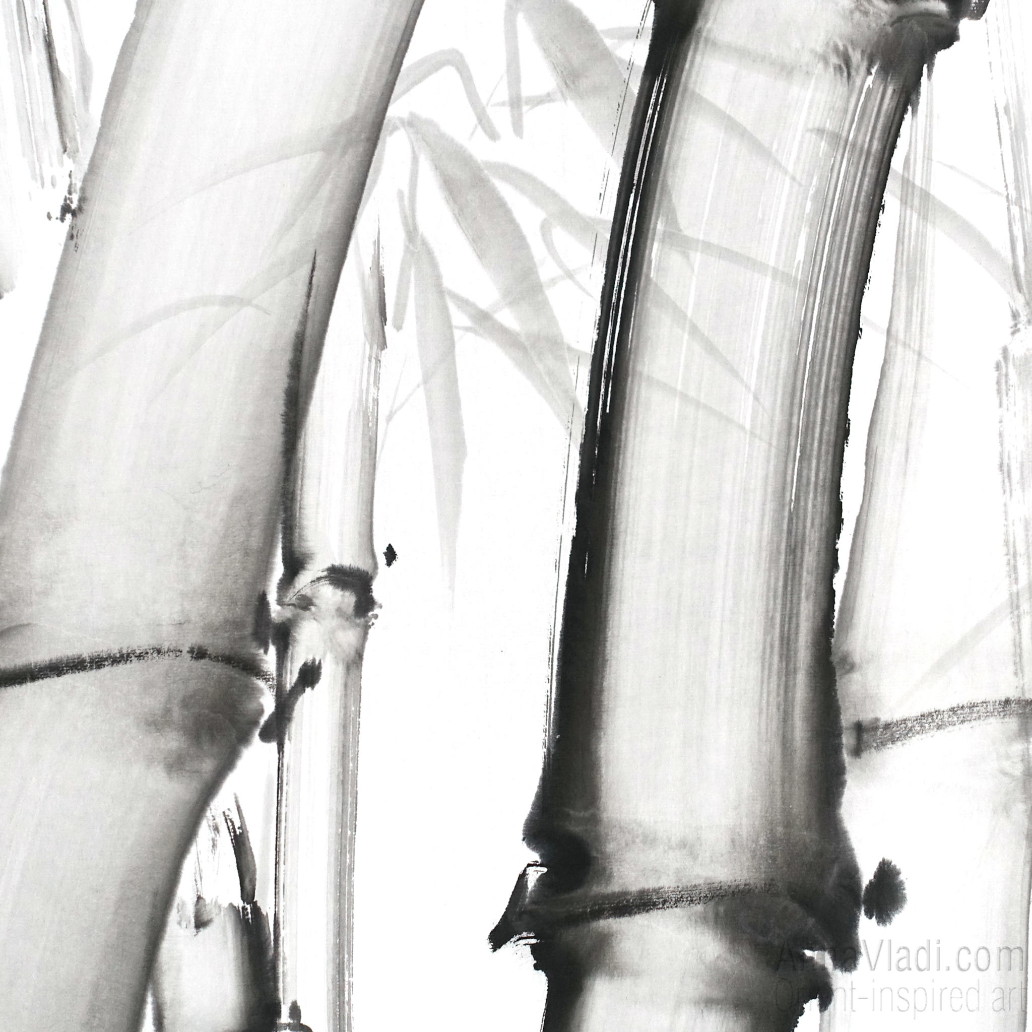 Bamboo sumi-e painting