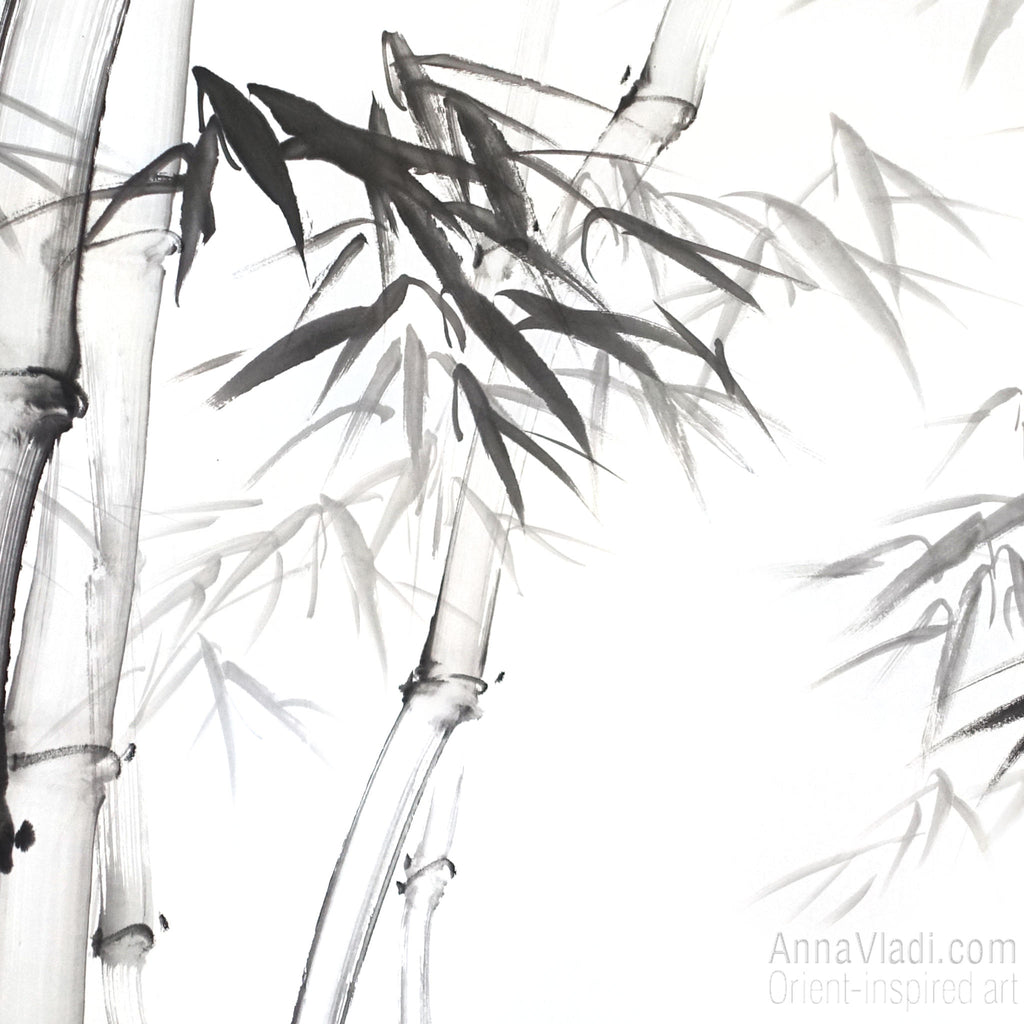 Bamboo sumi-e painting