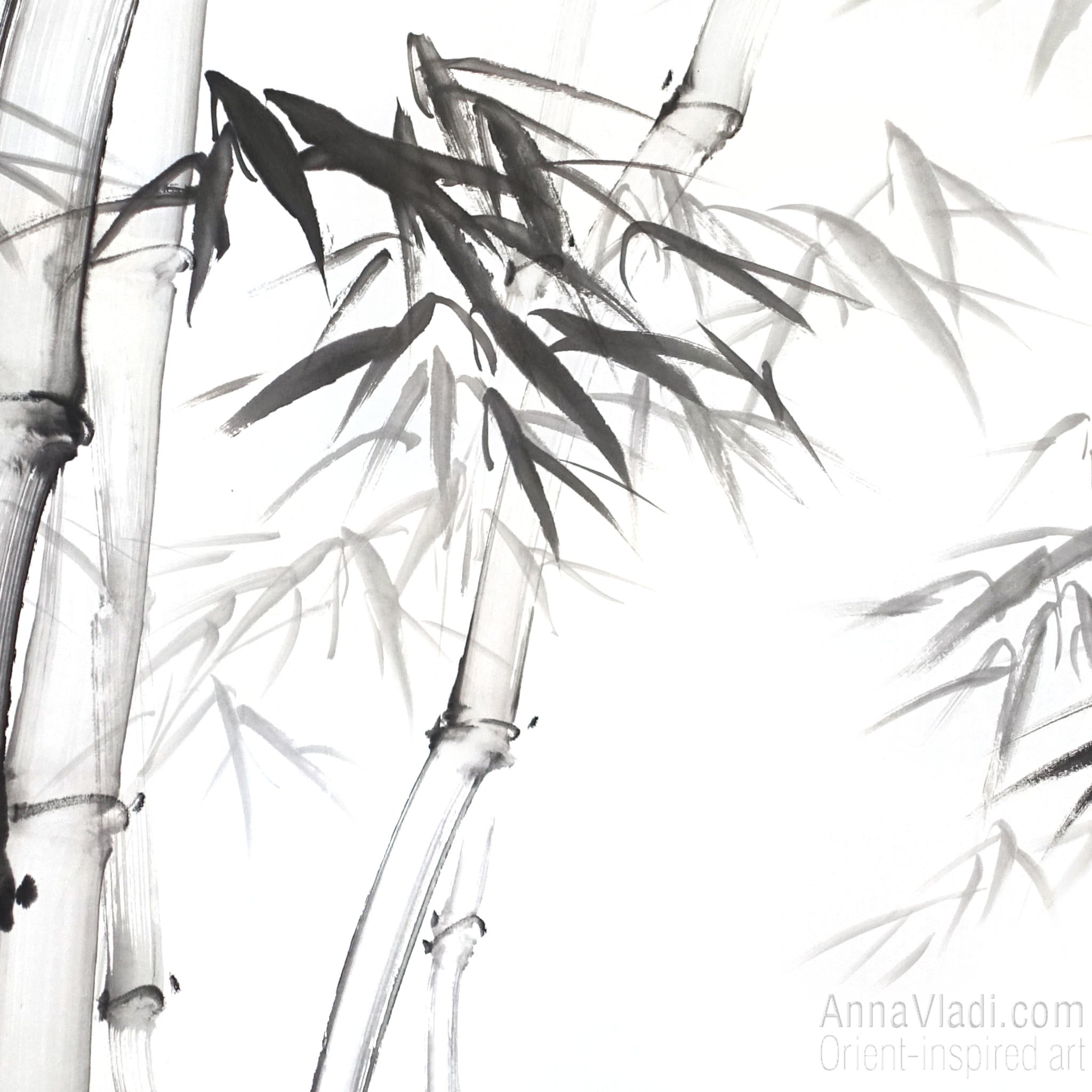 Bamboo sumi-e painting
