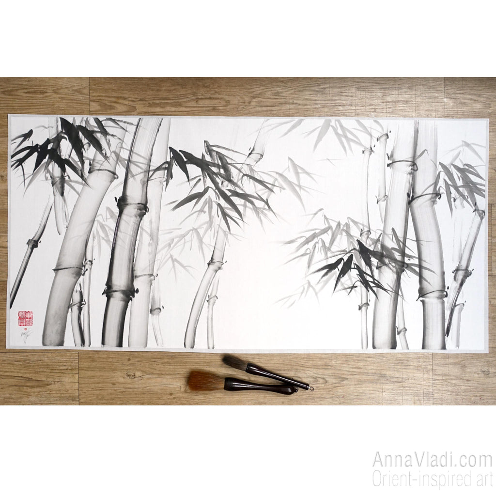 Bamboo sumi-e painting