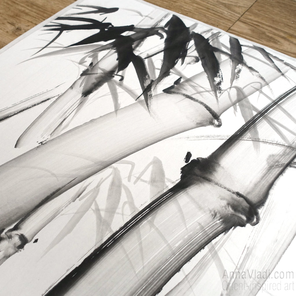 Bamboo sumi-e painting