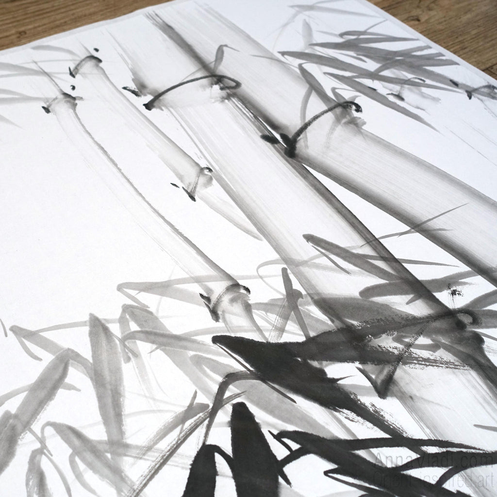 Bamboo sumi-e painting