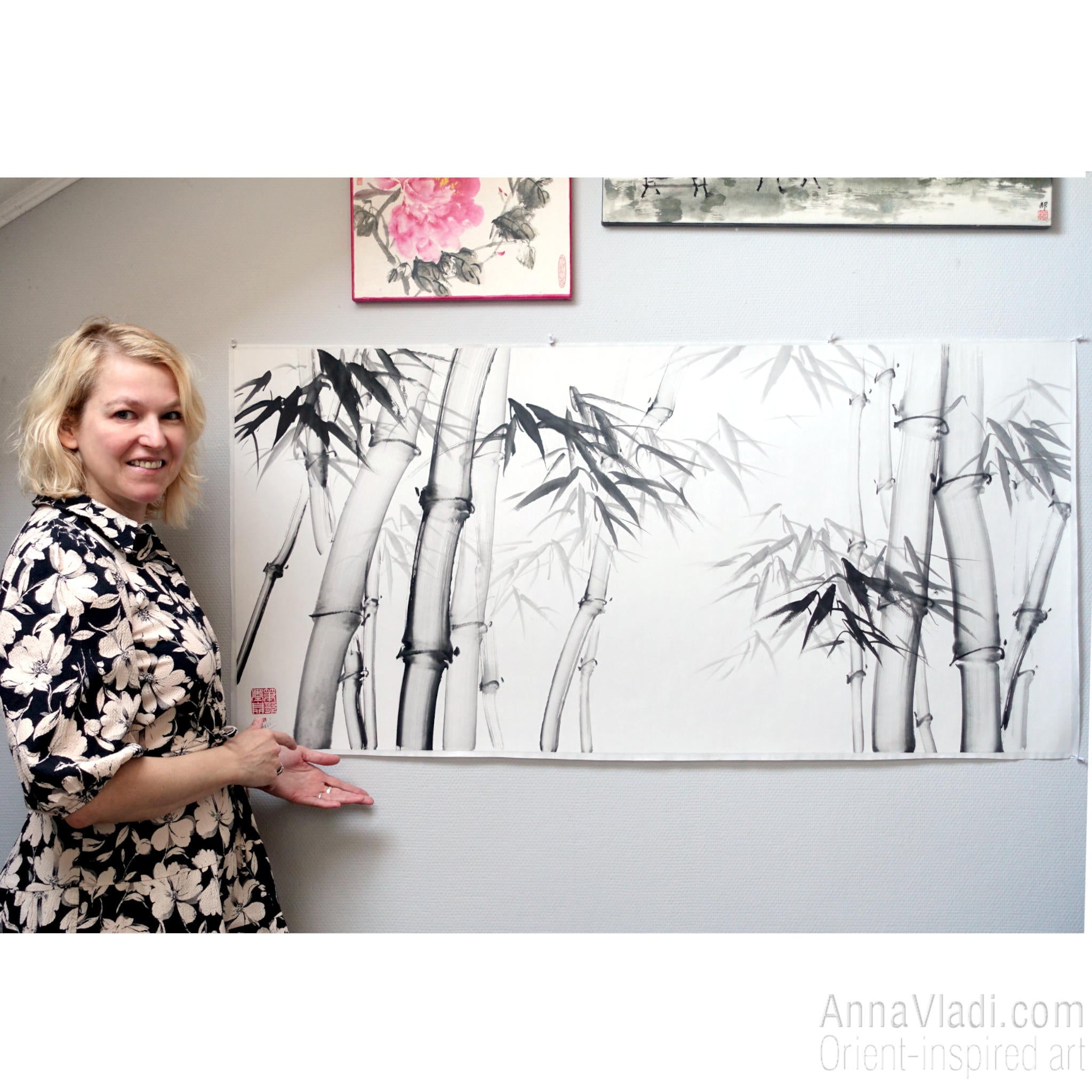 Bamboo sumi-e painting