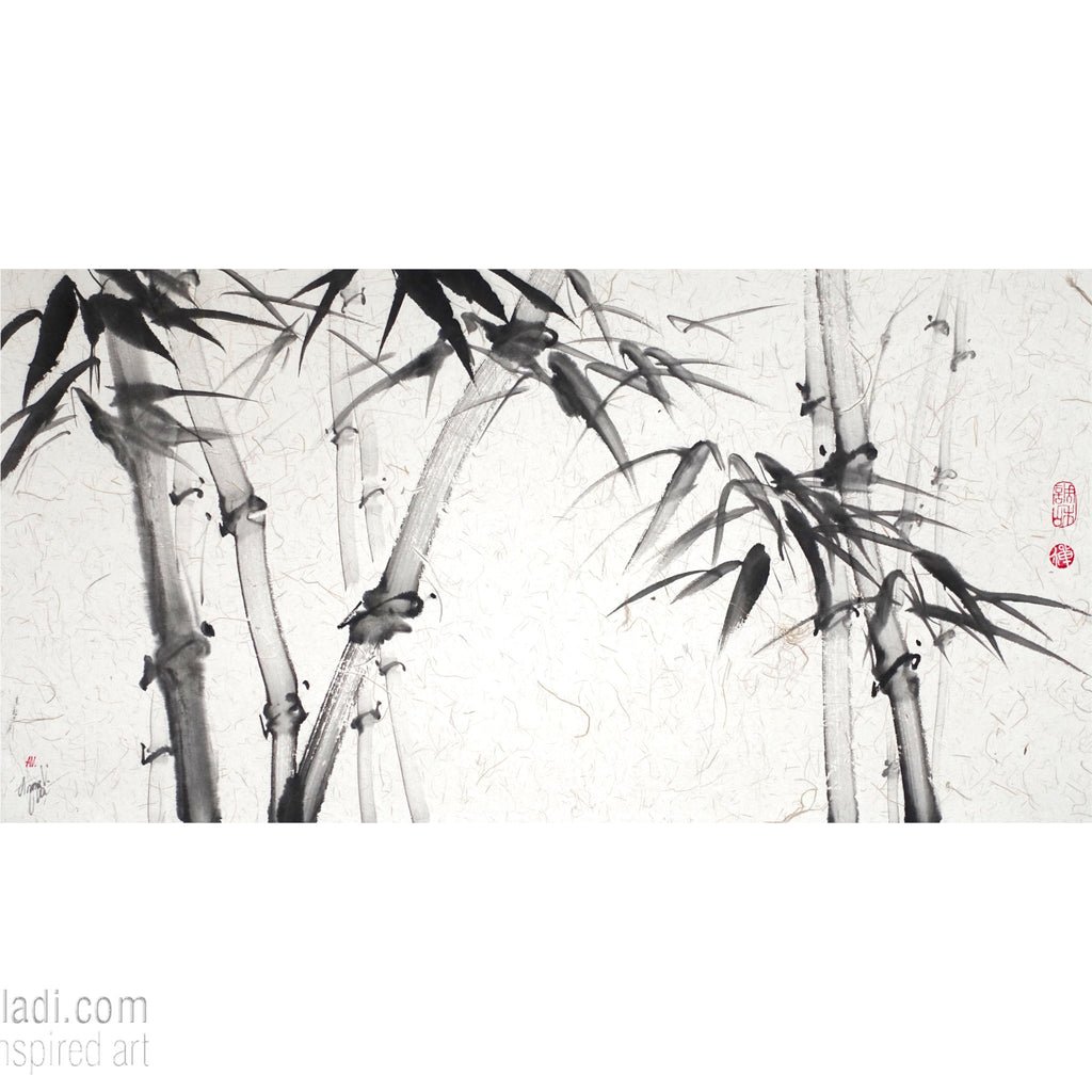 Sumi-e Bamboo Original Painting: Japanese Zen Art