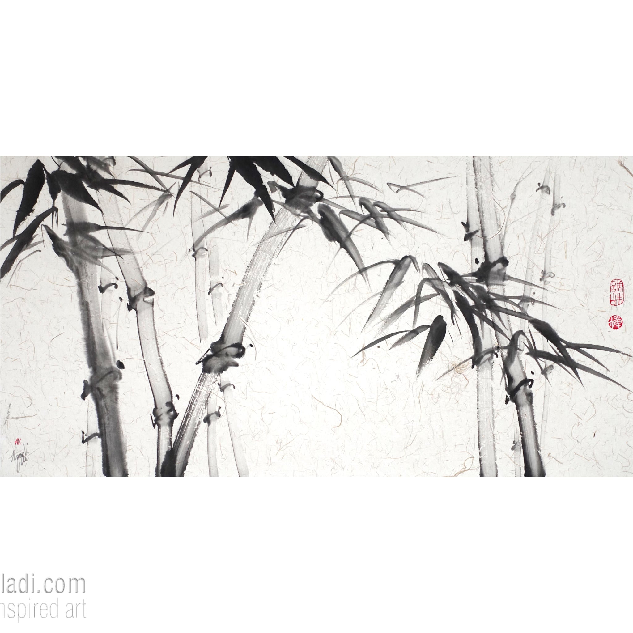 Sumi-e Bamboo Original Painting: Japanese Zen Art