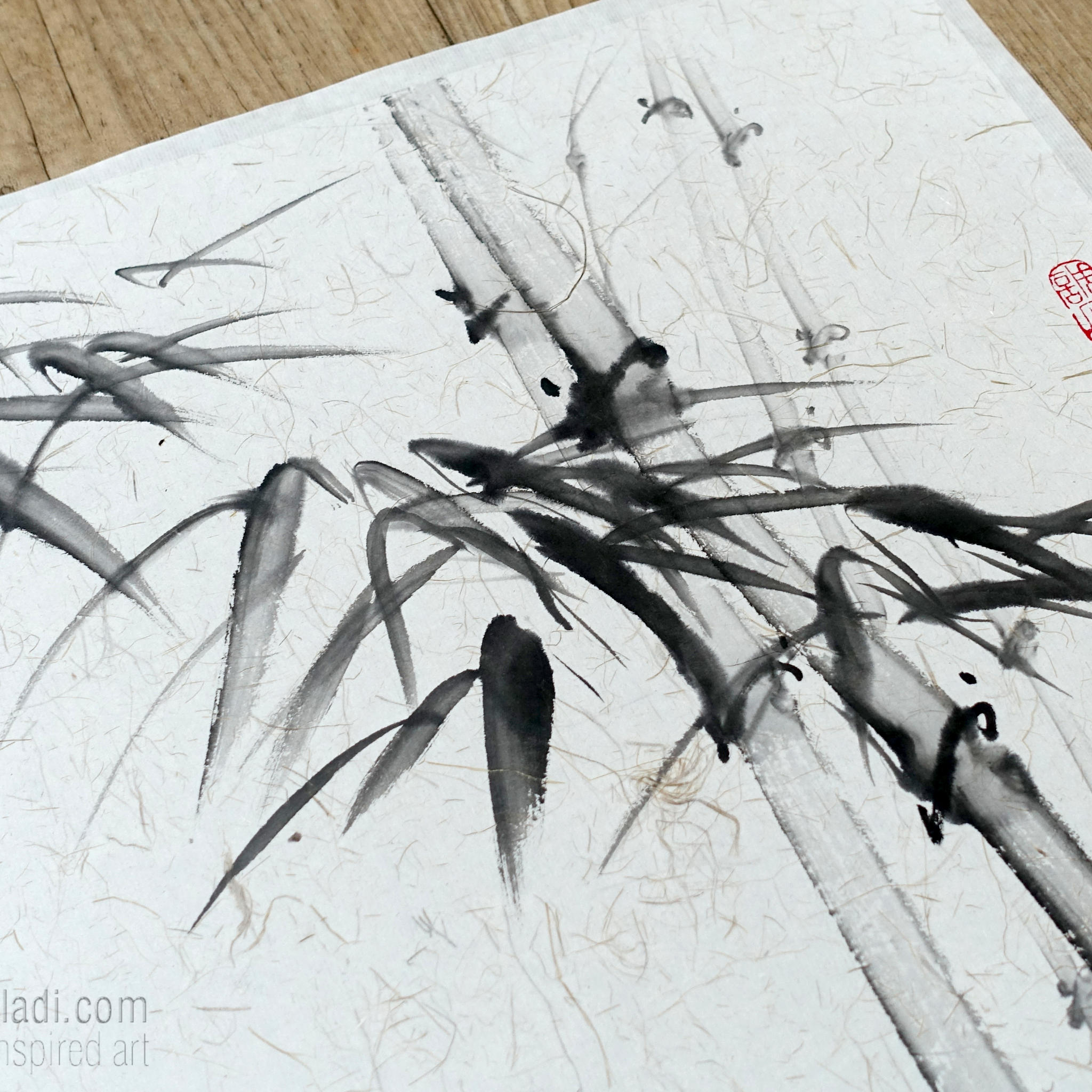 Sumi-e Bamboo Original Painting: Japanese Zen Art