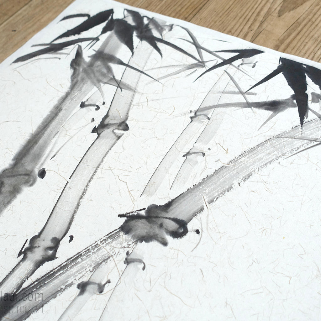 Sumi-e Bamboo Original Painting: Japanese Zen Art