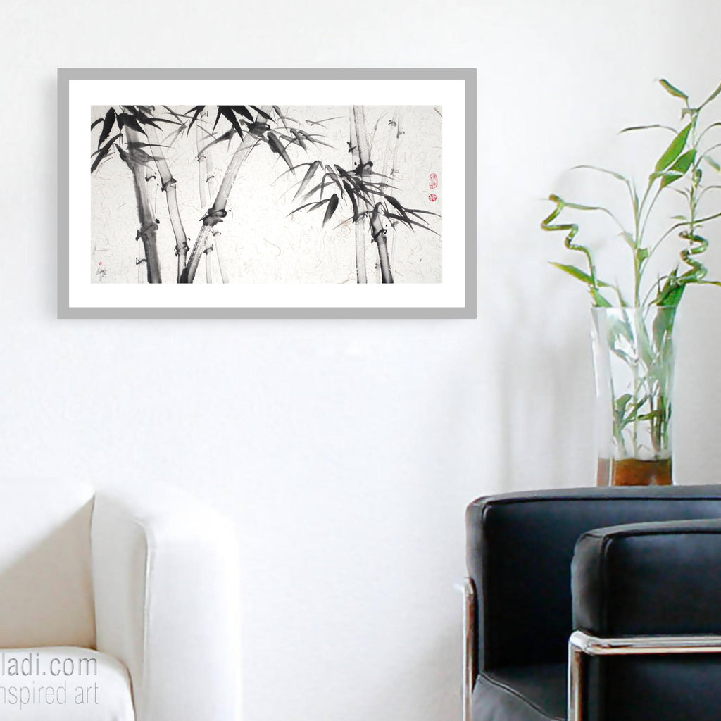 Sumi-e Bamboo Original Painting: Japanese Zen Art