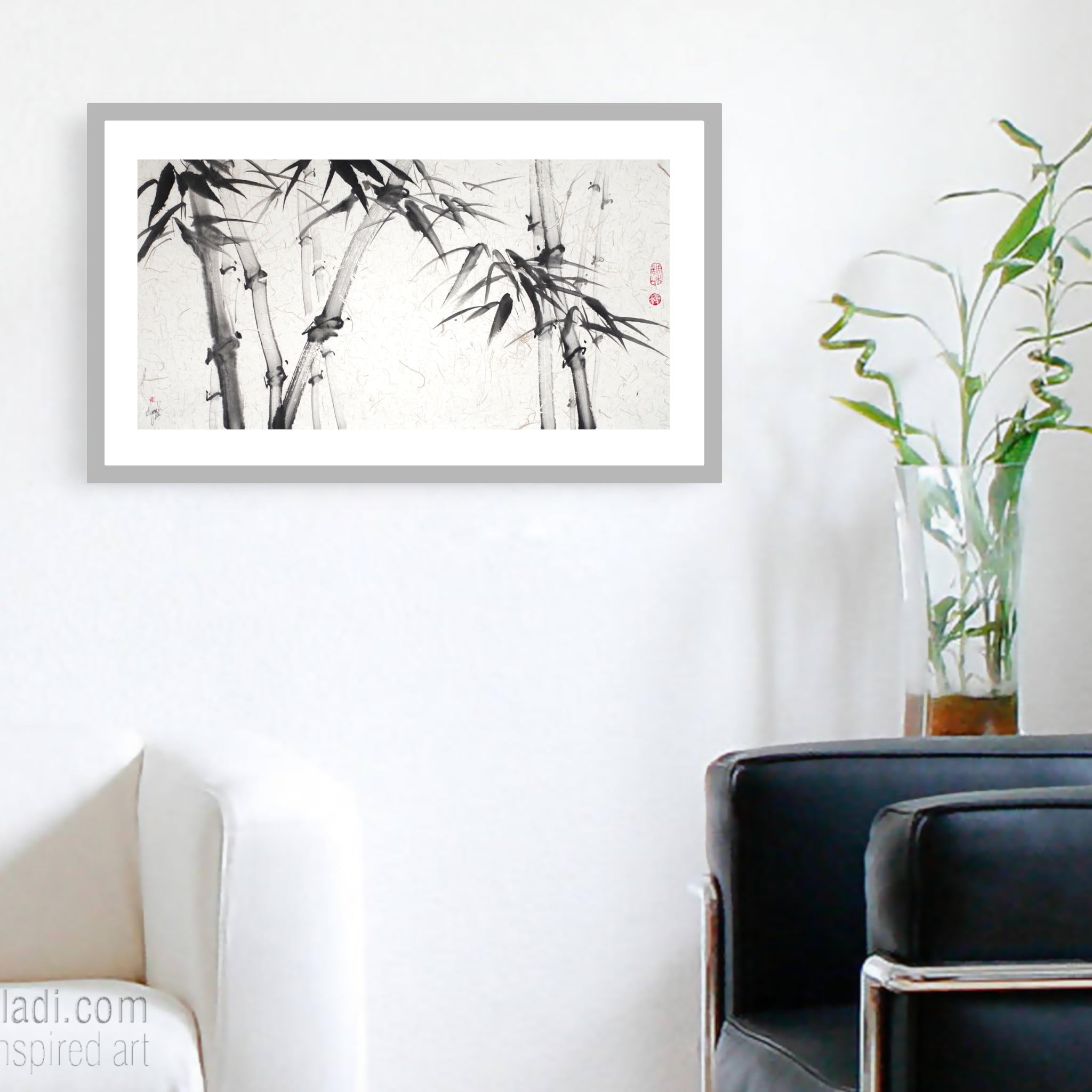 Sumi-e Bamboo Original Painting: Japanese Zen Art