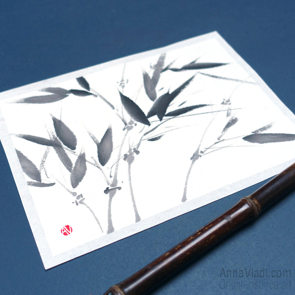Sumi-e Bamboo Painting: Japanese Ink Art on Rice Paper