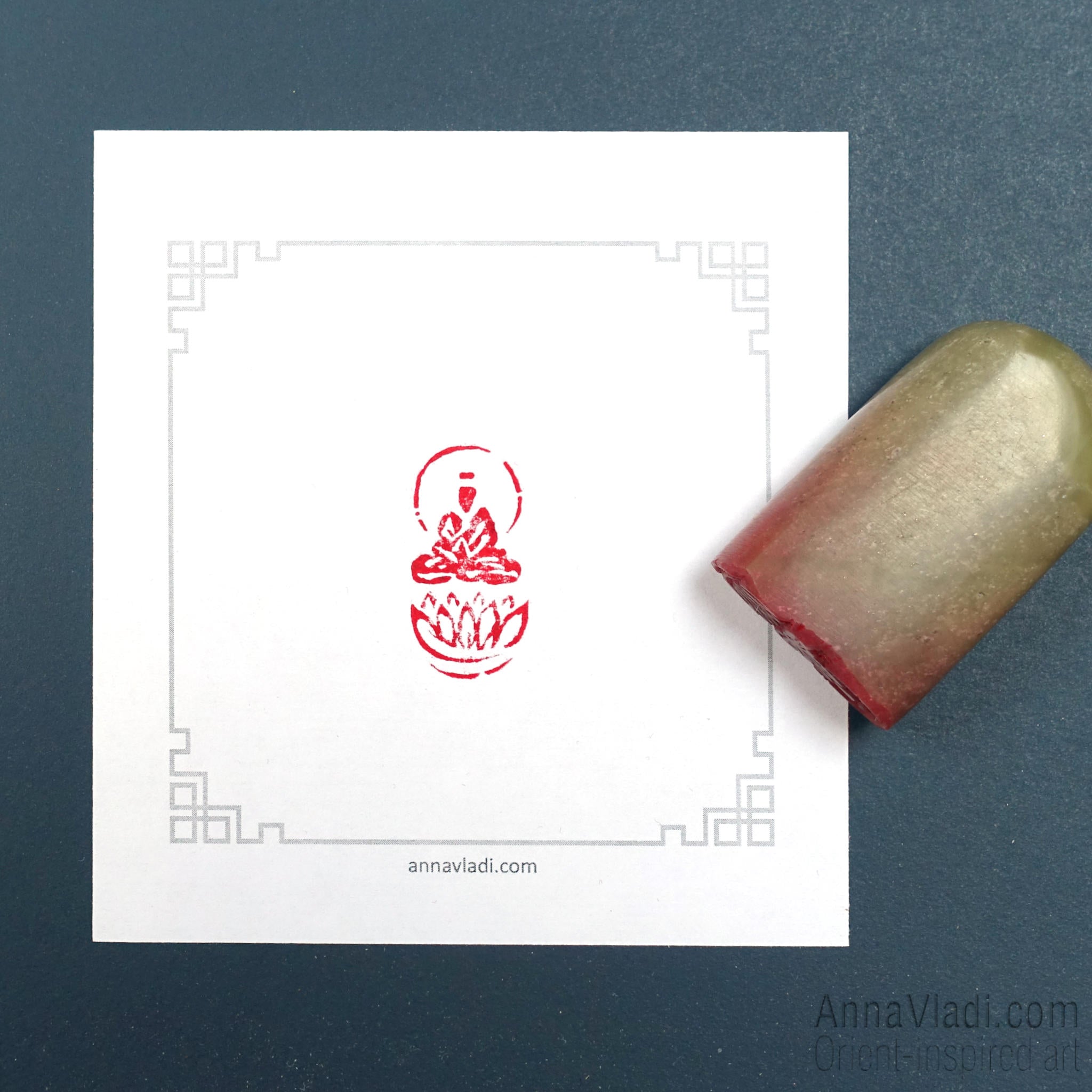 Hand Carved "Buddha on Lotus" Seal: Oriental Buddhist Chop Stamp