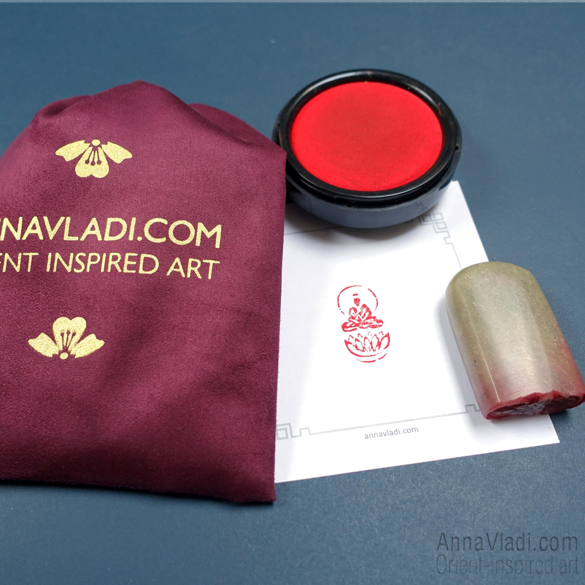 Hand Carved "Buddha on Lotus" Seal: Oriental Buddhist Chop Stamp