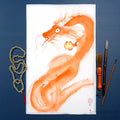 Orange Dragon Sumi-e Painting