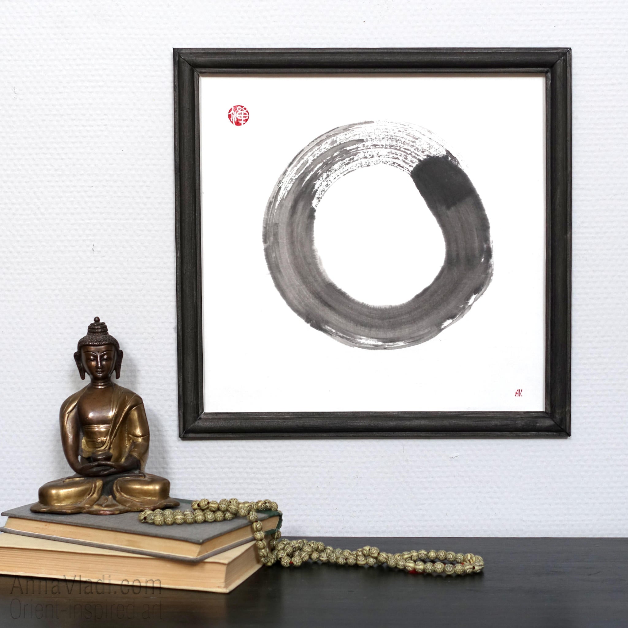 Original Enso Calligraphy: Japanese Ink Zen Circle Art