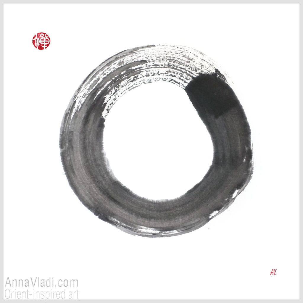 Original Enso Calligraphy: Japanese Ink Zen Circle Art