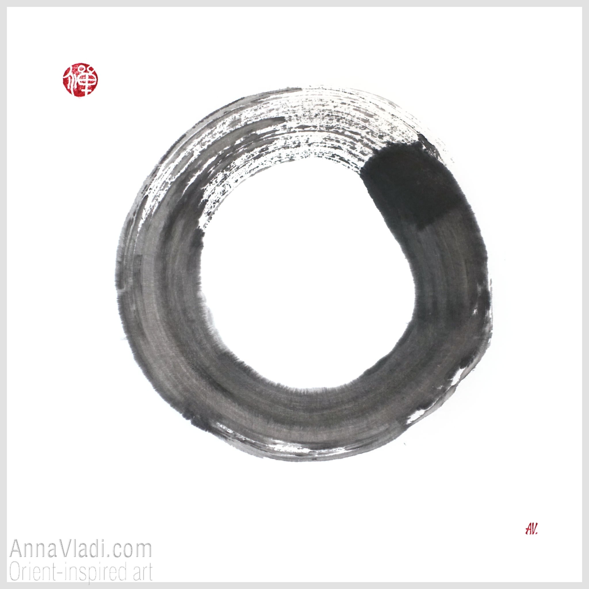 Original Enso Calligraphy: Japanese Ink Zen Circle Art