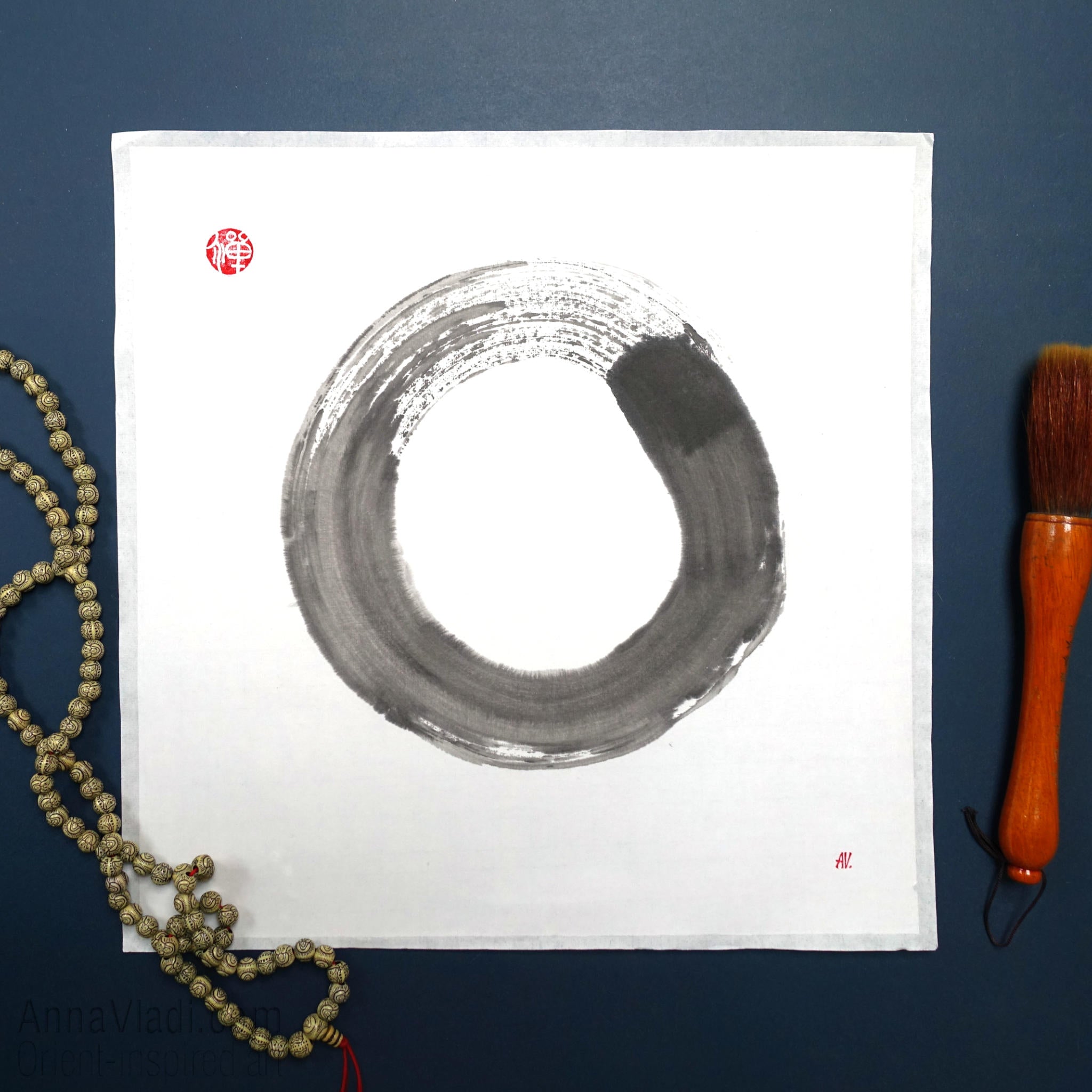 Original Enso Calligraphy: Japanese Ink Zen Circle Art