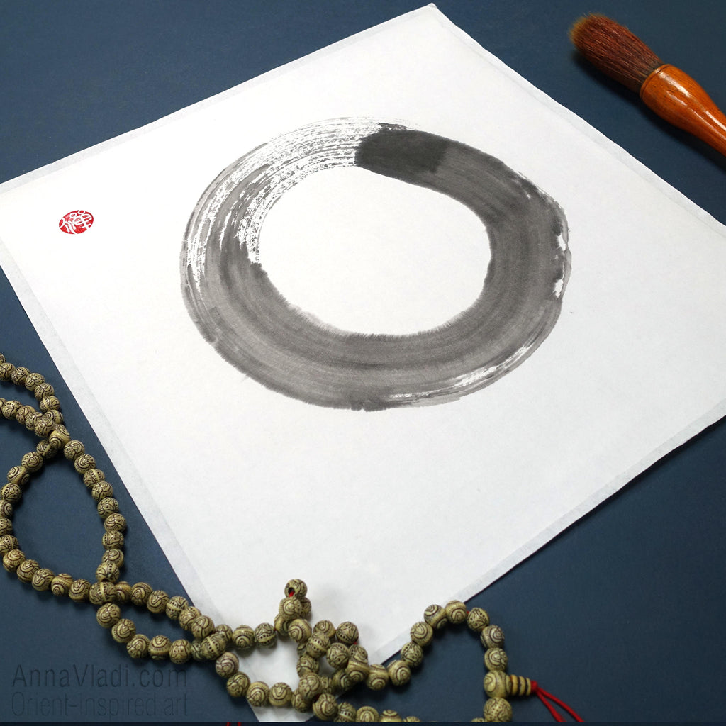 Original Enso Calligraphy: Japanese Ink Zen Circle Art