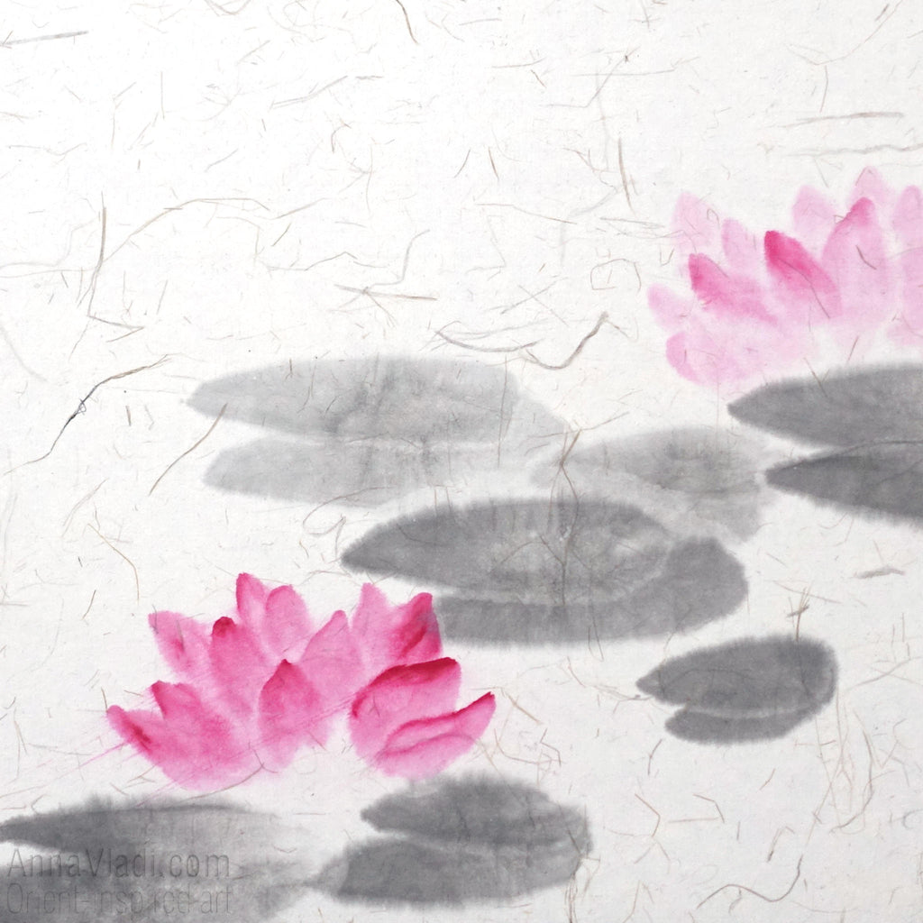 Frog Sumi-e Painting: Basho Haiku Calligraphy