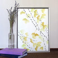Gingko Leaf Sumi-e Painting: Japanese Ink Art on Rice Paper