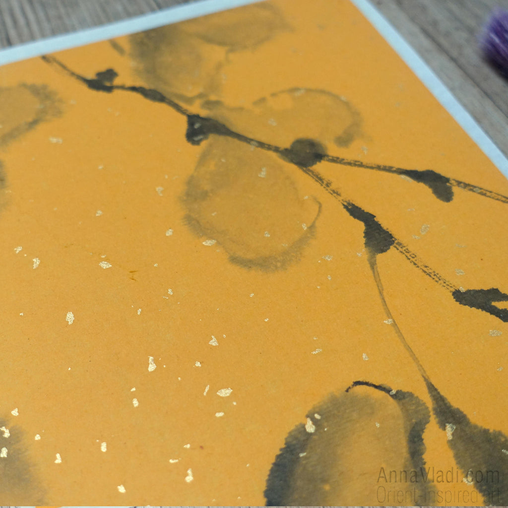 Autumn Ginkgo Leaves — original sumie painting