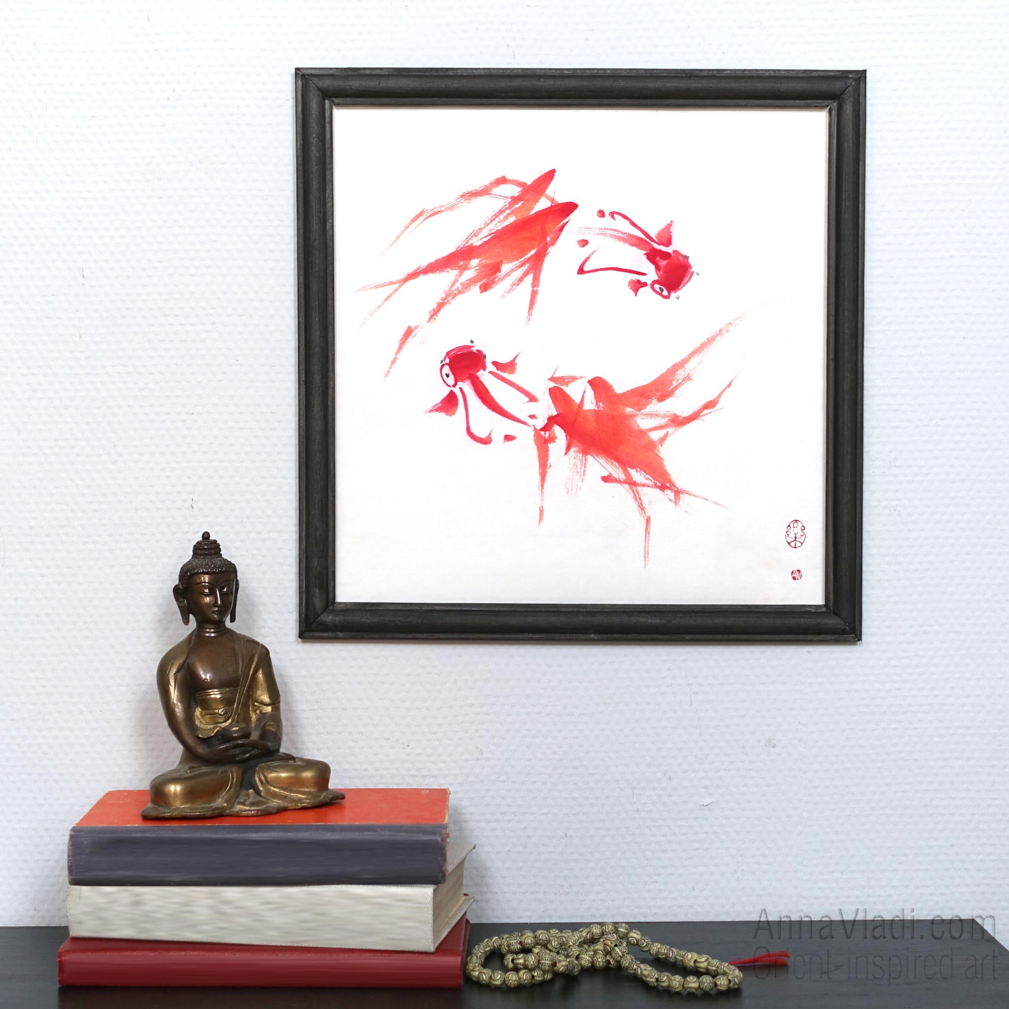 Goldfish Sumi-e Painting – Japanese Zen Art