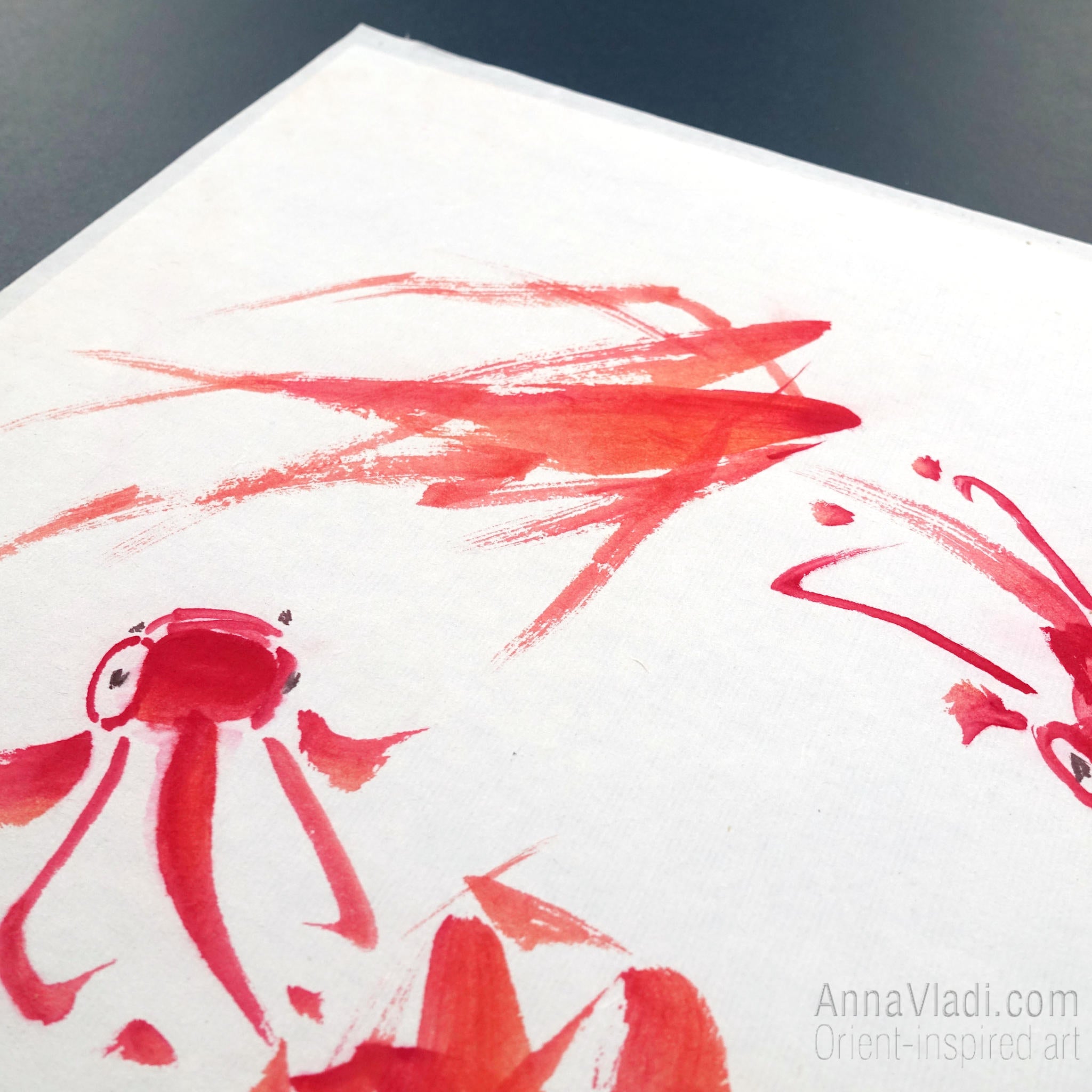 Goldfish Sumi-e Painting – Japanese Zen Art