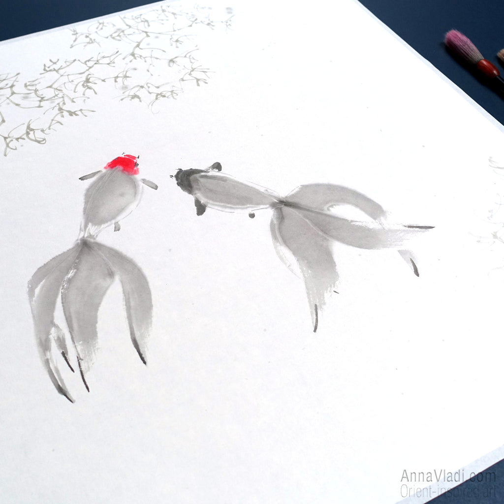 Goldfish — Original sumi-e painting