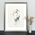 Japanese Crane Couple: Original Minimalist Sumi-e Painting