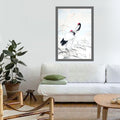 Japanese Crane Sumi-e Painting: Heron Birds Ink Art