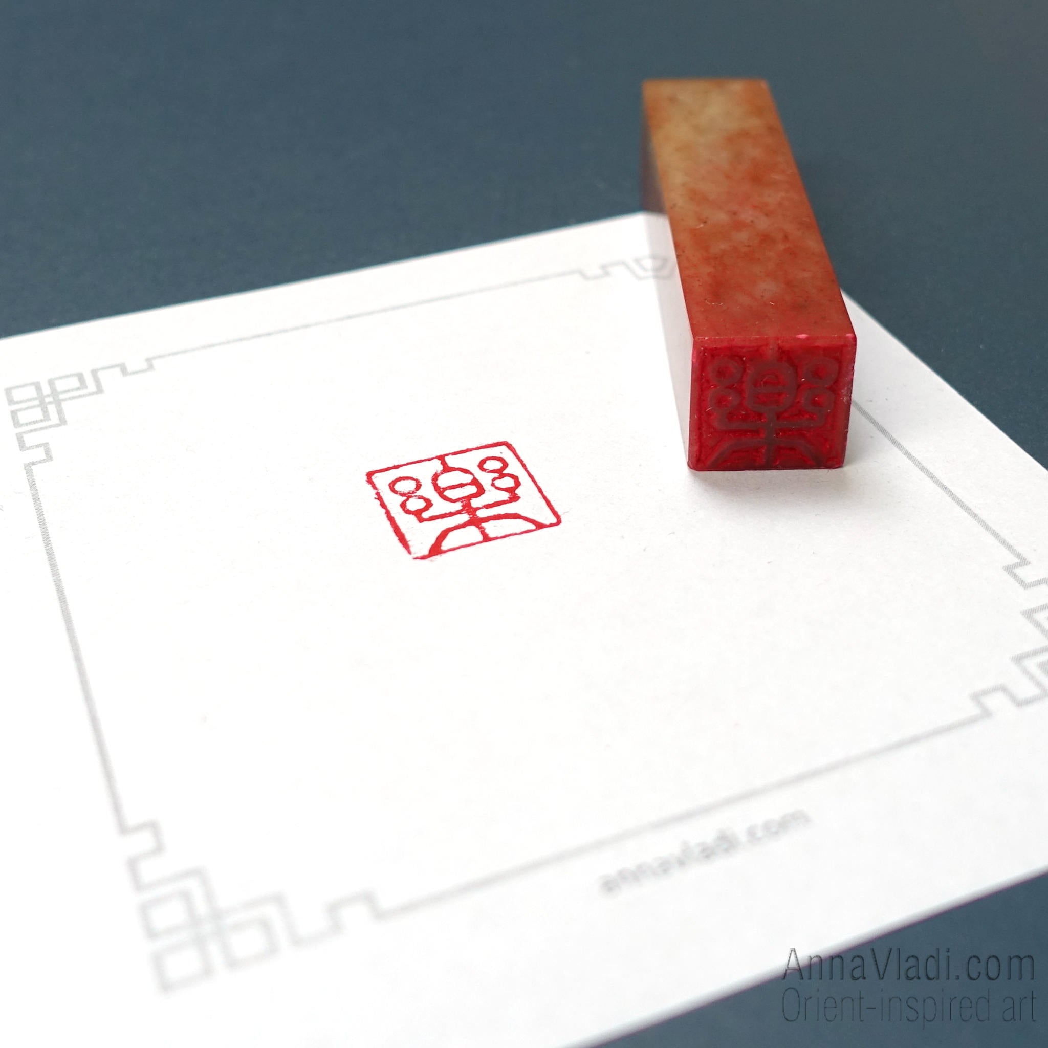 Joy — hand carved Oriental red stone seal, chop stamp, known in Japan as Inkan or Hanko, artistic stamp for paintings and calligraphy