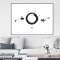 Enso Zen Circle and Two Koi Painting: Sumi-e Japanese Ink Art