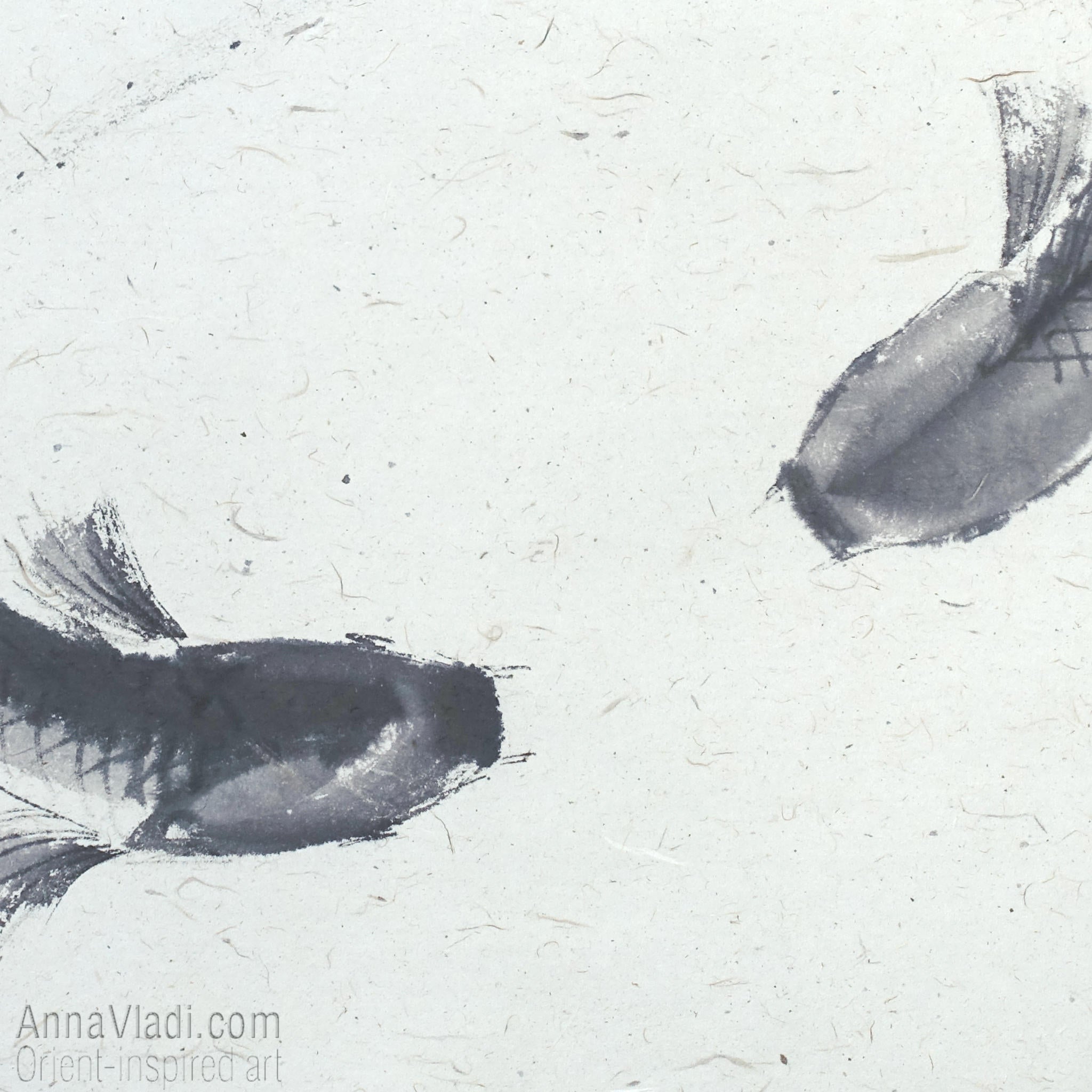 Koi Fish Sumi-e Painting "Harmony of Two Hearts"