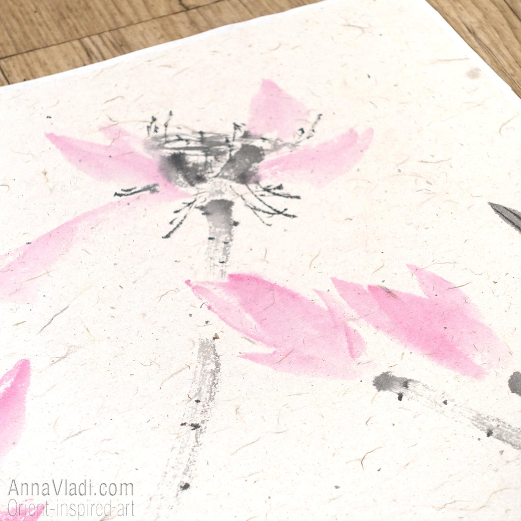 Koi Fish Sumi-e Painting "Harmony of Two Hearts"