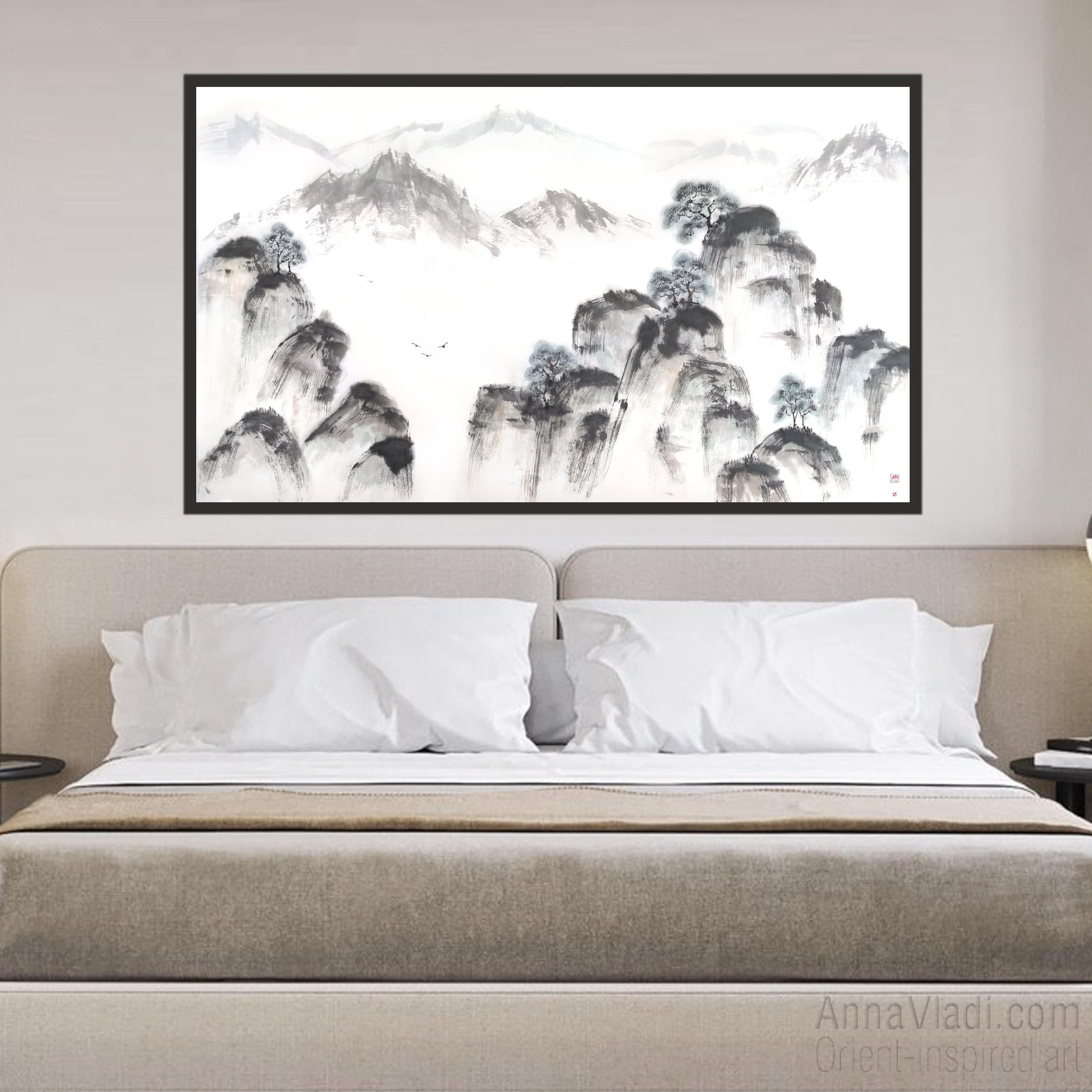 Sumi-e Mountain Landscape Painting: Japanese Zen Art