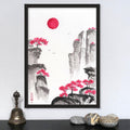 Oriental Mountain Landscape - Original sumi-e painting on rice paper